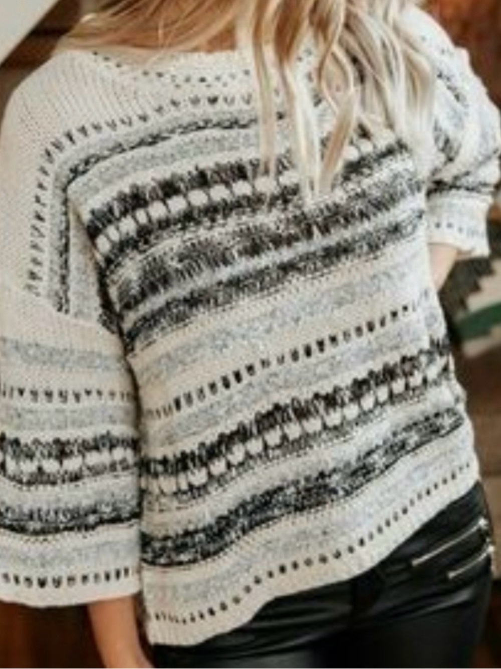 Good Hart/Matilda Jane- Striped Open-Knit Pullover Sweater